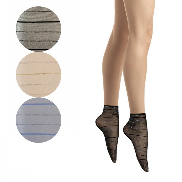 イタリア インポート ブランド ラメ柄ソックス SANPELLEGRINO LUX LINE ラメボーダー柄ソックス 3色