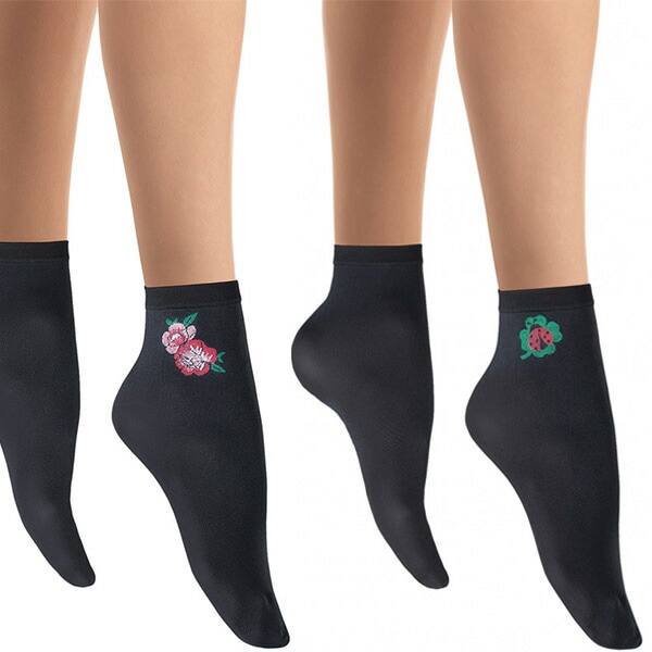 イタリア インポート ブランド 柄ソックス SANPELLEGRINO PATCH 刺しゅう柄ソックス 2色