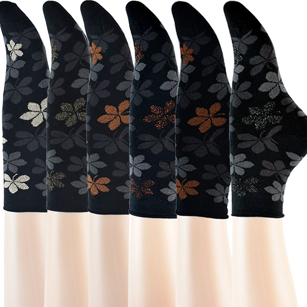 イタリア インポート ブランド 柄ソックス SCOPRI EDWIGE 花柄ラメコットンソックス 6色