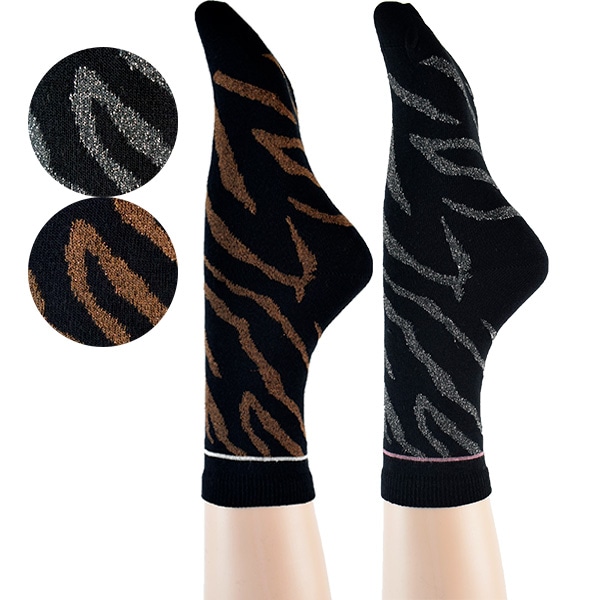 イタリア インポート ブランド 柄ソックス SCOPRI FIT ゼブラ柄ラメコットンソックス 2色