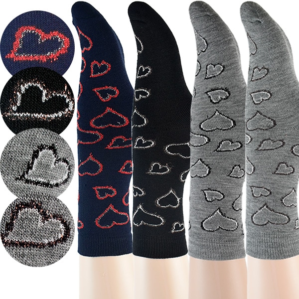 イタリア インポート ブランド 柄ソックス SCOPRI JOSETTE ハート柄暖かいパイルソックス 4色