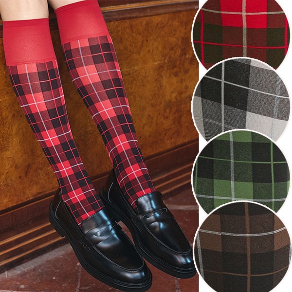 NEW・新作 イタリア インポート ブランド 柄ニーハイタイツ TRASPARENZE GREGALE チェック柄ニーハイタイツ 4色