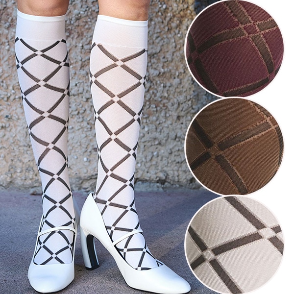 NEW・新作 イタリア インポート ブランド 柄ニーハイタイツ TRASPARENZE MONSOONS レースアップ柄ニーハイタイツ 3色