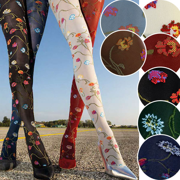 NEW・新作 イタリア インポート ブランド 柄タイツ TRASPARENZE PLATINO 花柄タイツ 7色