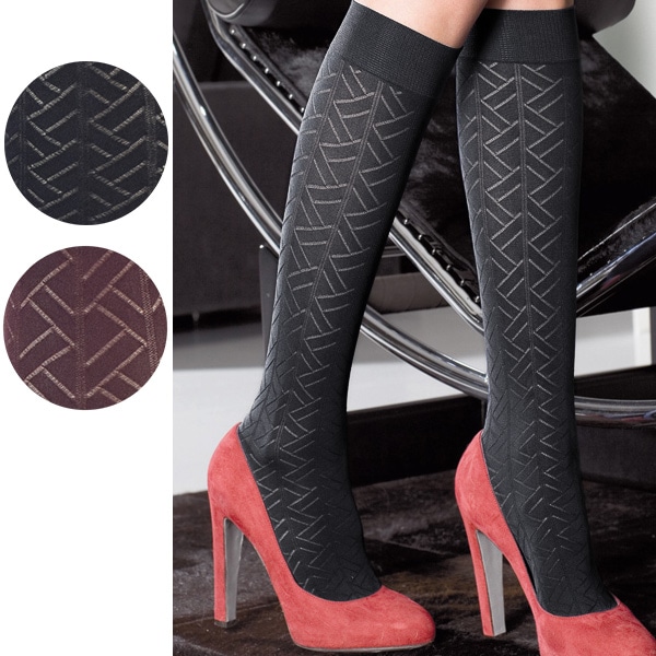 NEW・新作 イタリア インポート ブランド 柄ニーハイタイツ TRASPARENZE MANILA 幾何学柄ニーハイタイツ 2色