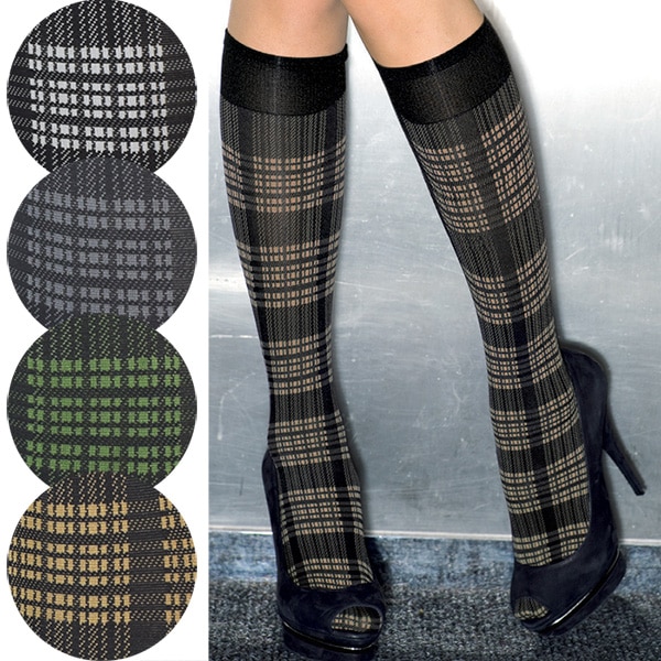 NEW・新作 イタリア インポート ブランド 柄ニーハイタイツ TRASPARENZE BAGHDAD チェック柄ニーハイタイツ 4色