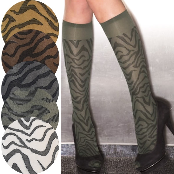 NEW・新作 イタリア インポート ブランド 柄ニーハイタイツ TRASPARENZE NAIROBI アニマル柄（ゼブラ柄）ニーハイタイツ 5色