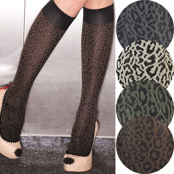 NEW・新作 イタリア インポート ブランド 柄ニーハイタイツ TRASPARENZE MUMBAI アニマル柄（ヒョウ柄）ニーハイタイツ 4色