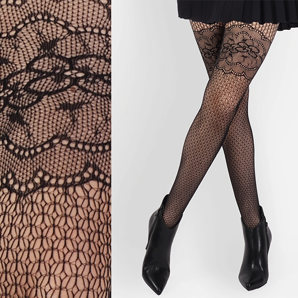 NEW・新作 イタリア インポート ブランド 柄網タイツ BC DONNA MELITA マイクロファイバーガーター柄網タイツ 黒