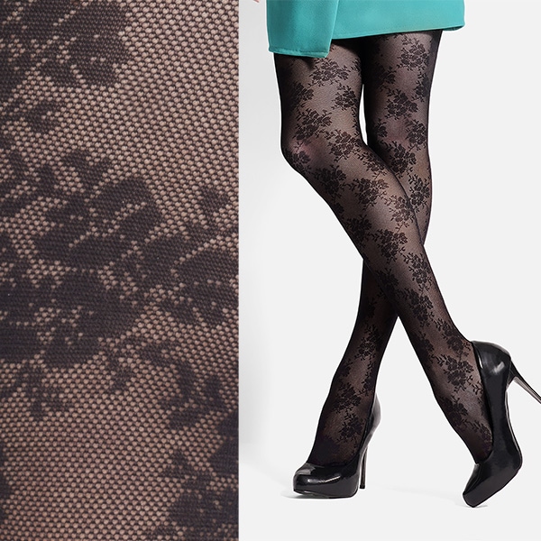 NEW・新作 イタリア インポート ブランド 柄タイツ BC DONNA VERONICA マイクロネット花柄タイツ 黒
