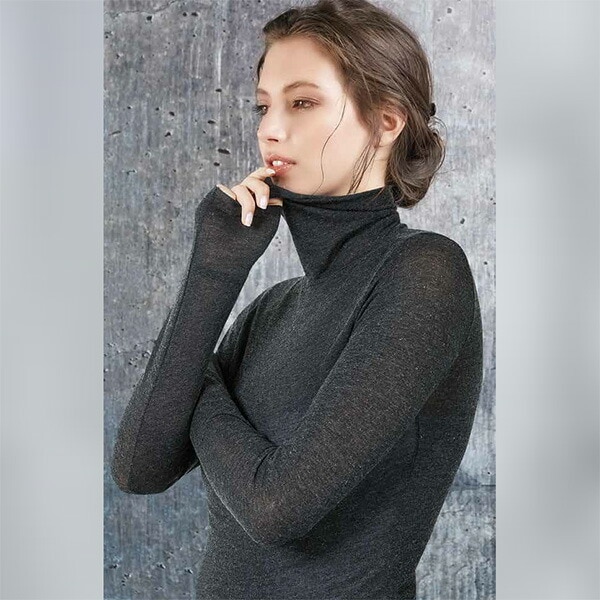 イタリアブランドカットソー SUBLYME 1441 プレミアムカシミア・モダルウルトラライトハイネックラメカットソー グレー