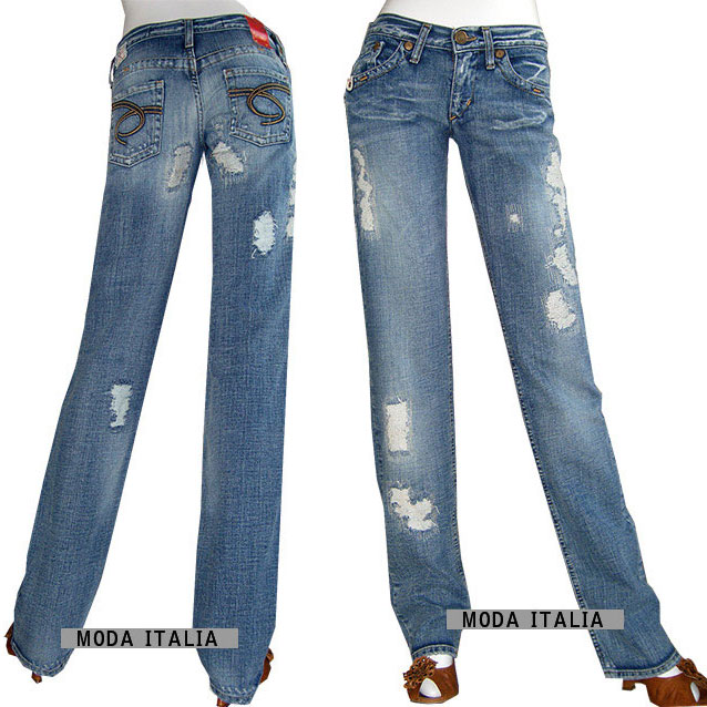 在庫一掃セール イタリア・インポートデニム Take Two Kimberly L クラッシュストレート美脚ジーンズ