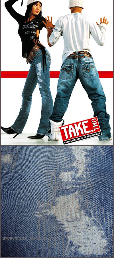 在庫一掃セール イタリア・インポートデニム Take Two Kimberly L クラッシュストレート美脚ジーンズ