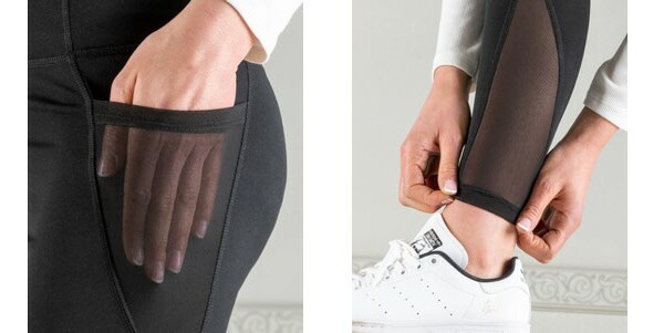 イタリアブランドレギンス・パンツ ELETTA MILANO 12113 メッシュ切替スポーツ用レギンス 黒