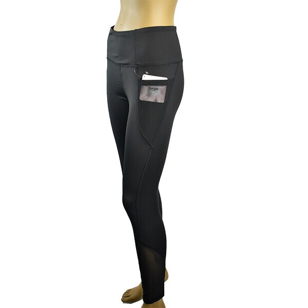 イタリアブランドレギンス・パンツ ELETTA MILANO 12113 メッシュ切替スポーツ用レギンス 黒