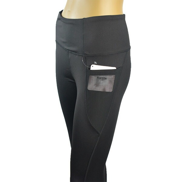 イタリアブランドレギンス・パンツ ELETTA MILANO 12113 メッシュ切替スポーツ用レギンス 黒