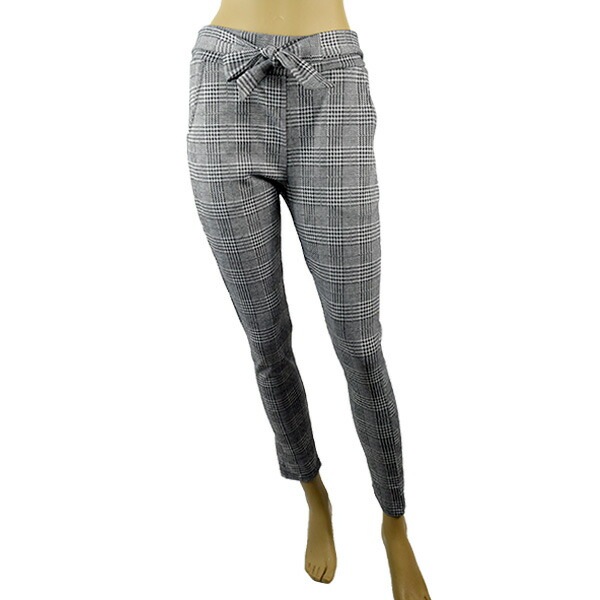 イタリアブランドレギンス・パンツ ELETTA MILANO 12204 グレンチェック柄ジョガーパンツ 白黒