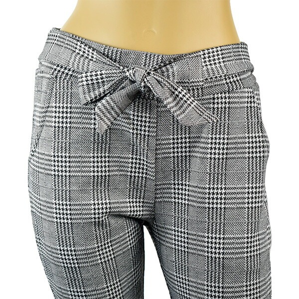 イタリアブランドレギンス・パンツ ELETTA MILANO 12204 グレンチェック柄ジョガーパンツ 白黒