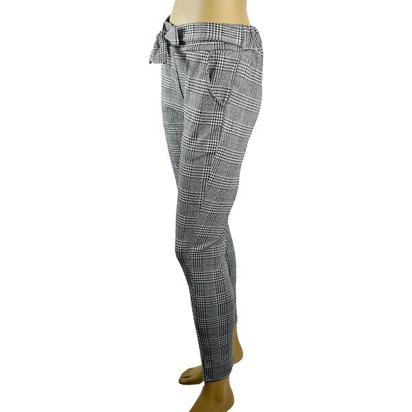 イタリアブランドレギンス・パンツ ELETTA MILANO 12204 グレンチェック柄ジョガーパンツ 白黒
