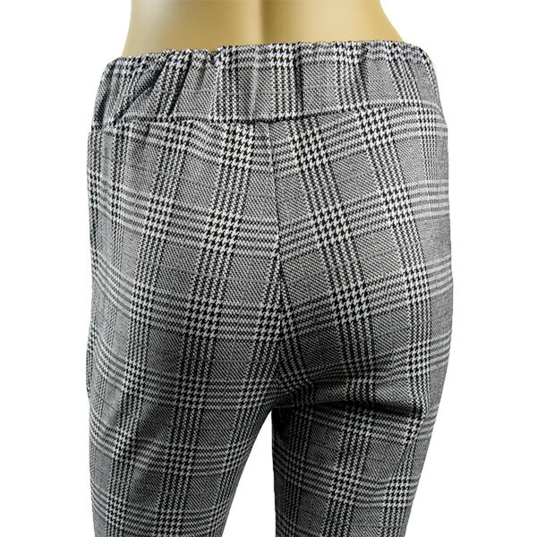 イタリアブランドレギンス・パンツ ELETTA MILANO 12204 グレンチェック柄ジョガーパンツ 白黒