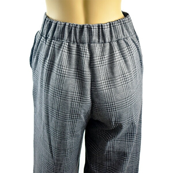 イタリアブランドレギンス・パンツ ELETTA MILANO 12303 グレンチェック柄パラッツォパンツ（ワイドパンツ） 白黒