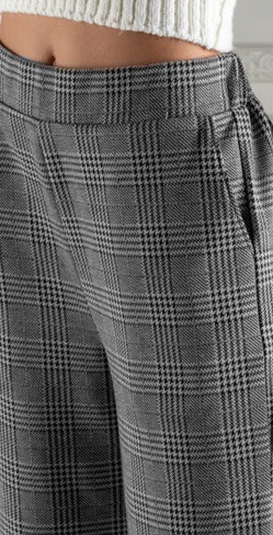 イタリアブランドレギンス・パンツ ELETTA MILANO 12303 グレンチェック柄パラッツォパンツ（ワイドパンツ） 白黒
