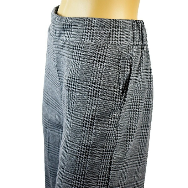 イタリアブランドレギンス・パンツ ELETTA MILANO 12303 グレンチェック柄パラッツォパンツ（ワイドパンツ） 白黒