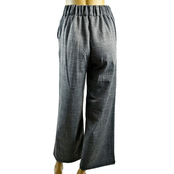 イタリアブランドレギンス・パンツ ELETTA MILANO 12303 グレンチェック柄パラッツォパンツ（ワイドパンツ） 白黒