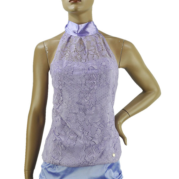 在庫一掃セール 春夏 インポート カットソー ELEONORA AMADEI COCKTAIL アメリカンスリーブレーストップ パープル 