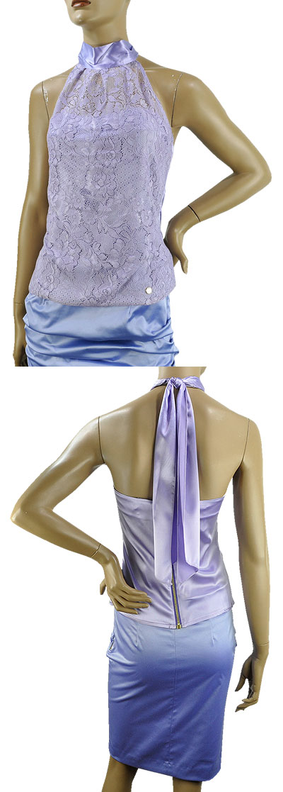 在庫一掃セール 春夏 インポート カットソー ELEONORA AMADEI COCKTAIL アメリカンスリーブレーストップ パープル 