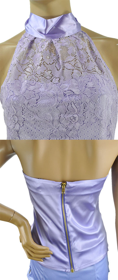 在庫一掃セール 春夏 インポート カットソー ELEONORA AMADEI COCKTAIL アメリカンスリーブレーストップ パープル 