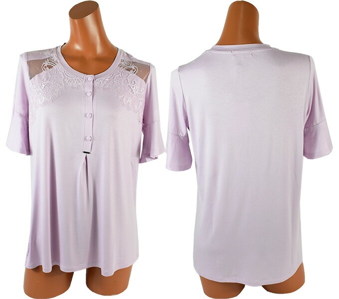 イタリアインポートパジャマ LORMAR CAMELIA 0368 レース付半袖ショートパンツパジャマ 2色