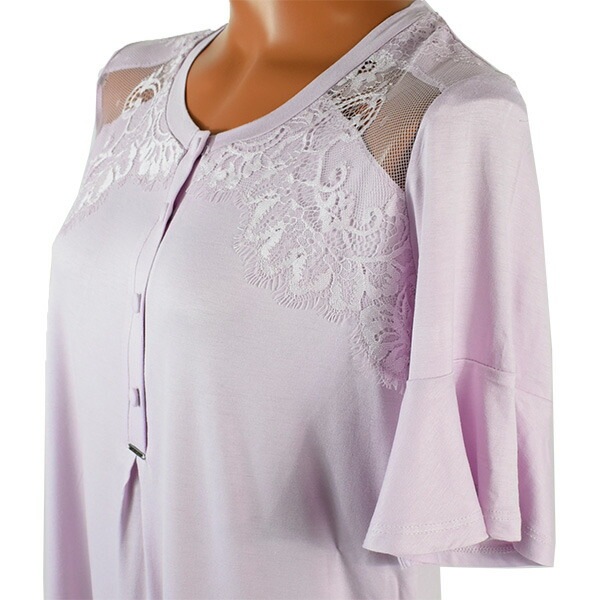 イタリアインポートパジャマ LORMAR CAMELIA 0368 レース付半袖ショートパンツパジャマ 2色