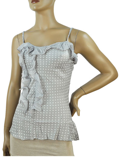 在庫一掃セール 春夏 インポート カットソー SALEPEPE ドット柄シルクトップ グレー 