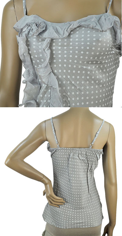 在庫一掃セール 春夏 インポート カットソー SALEPEPE ドット柄シルクトップ グレー 