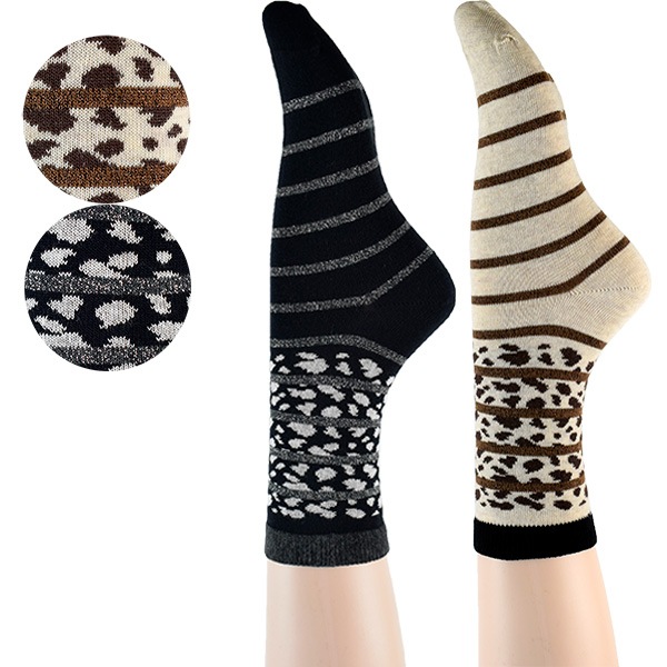 イタリア インポート ブランド 柄ソックス SCOPRI FIT アニマル柄ラメコットンソックス 2色