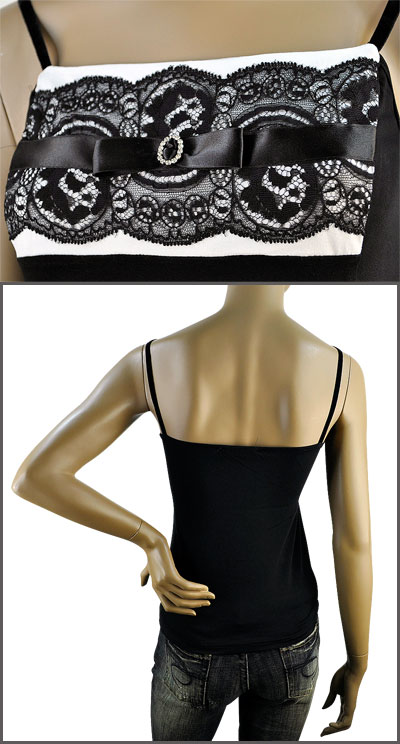 在庫一掃セール  春夏 インポート カットソー MONELLA レース切替キャミソールトップ 