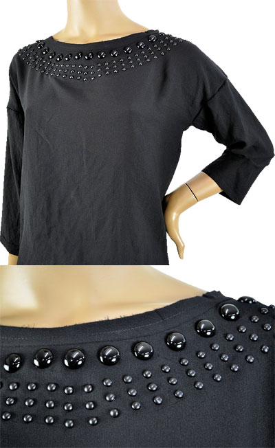 在庫一掃セール 秋冬 インポート チュニック IMPERIAL ラウンドネックチュニック 黒