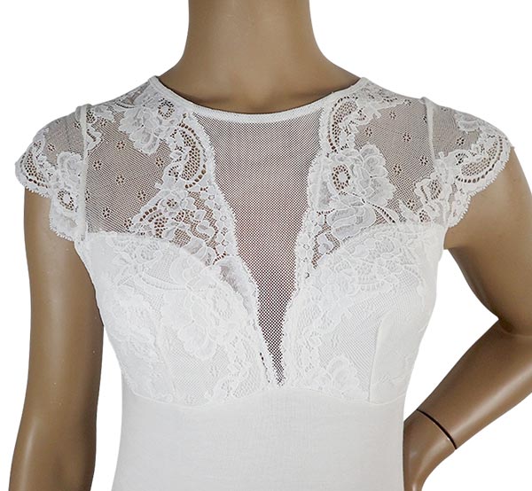 在庫一掃セール SALE 秋冬イタリア インポート ブランド カットソー  ANTONELLA 64001 レース切替半袖カットソー　2色