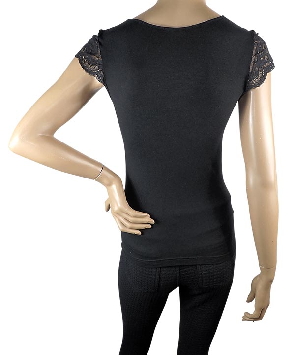 在庫一掃セール SALE 秋冬イタリア インポート ブランド カットソー  ANTONELLA 64001 レース切替半袖カットソー　2色