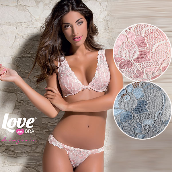 在庫一掃セール イタリアインポートランジェリー LOVE&BRA 18098 レースブラレット・ショーツセット　2色