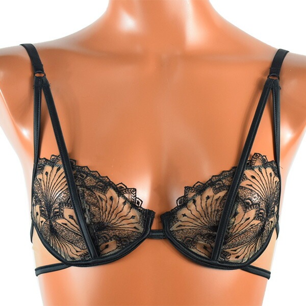イタリア インポート ブランド ランジェリー JOLIDON S2276 シースルー刺繍ノーパッドブラ 黒