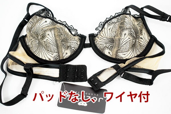 イタリア インポート ブランド ランジェリー JOLIDON S2276 シースルー刺繍ノーパッドブラ 黒