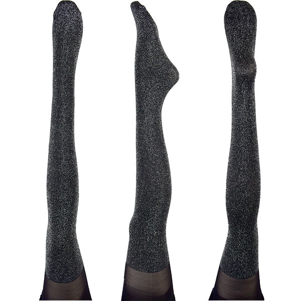 イタリアインポートラメタイツ BELLISSIMA MAGIA ラメフェイクガータータイツ 黒