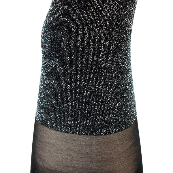 イタリアインポートラメタイツ BELLISSIMA MAGIA ラメフェイクガータータイツ 黒