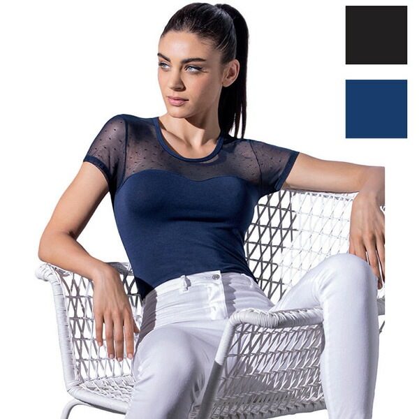 イタリアインポートカットソー COTONELLA G344 チュールレース切替カットソー　2色