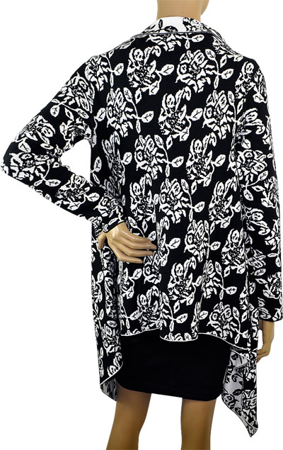 在庫一掃セール SALE 秋冬 イタリア インポート ニット ELEONORA AMADEI 花柄カーディガン 白黒