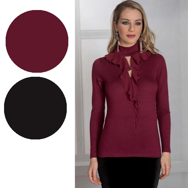 在庫一掃セール SALE 秋冬イタリア インポート ブランド カットソー ANTONELLA 64028 ラッフルカットソー 2色