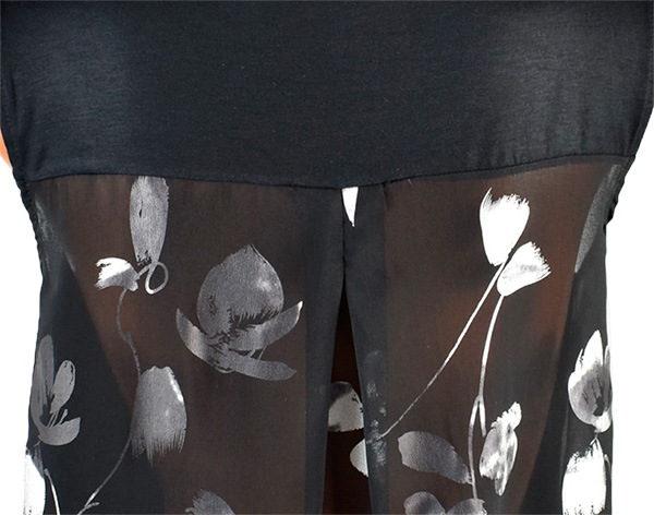 イタリアインポートカットソー JADEA 4161 花柄切替ノースリーブカットソー 黒