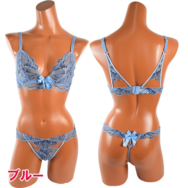 イタリアインポートランジェリー LEILIEVE GLAMOUR レーストライアングルブラ・ミニtバックショーツセット 3色